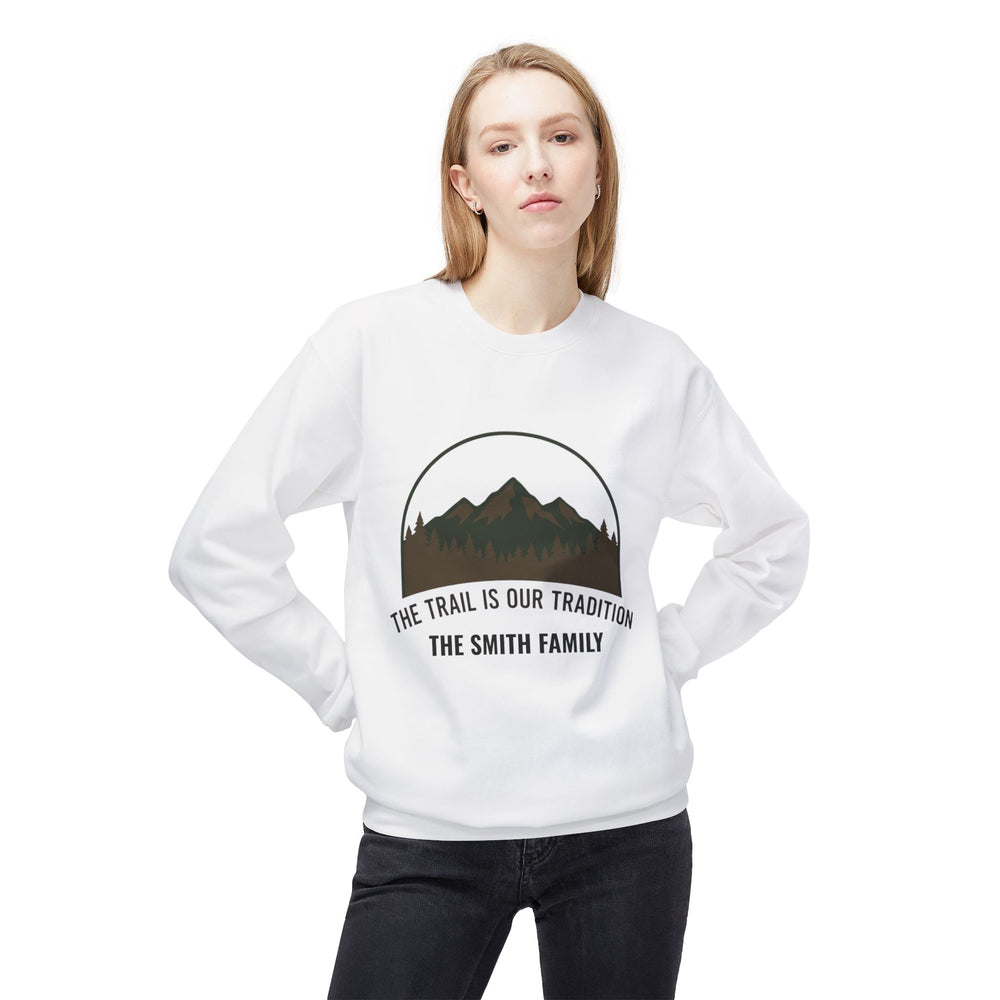 Personalized Softstyle Fleece Crewneck Sweatshirt - The Trail is Our Tradition