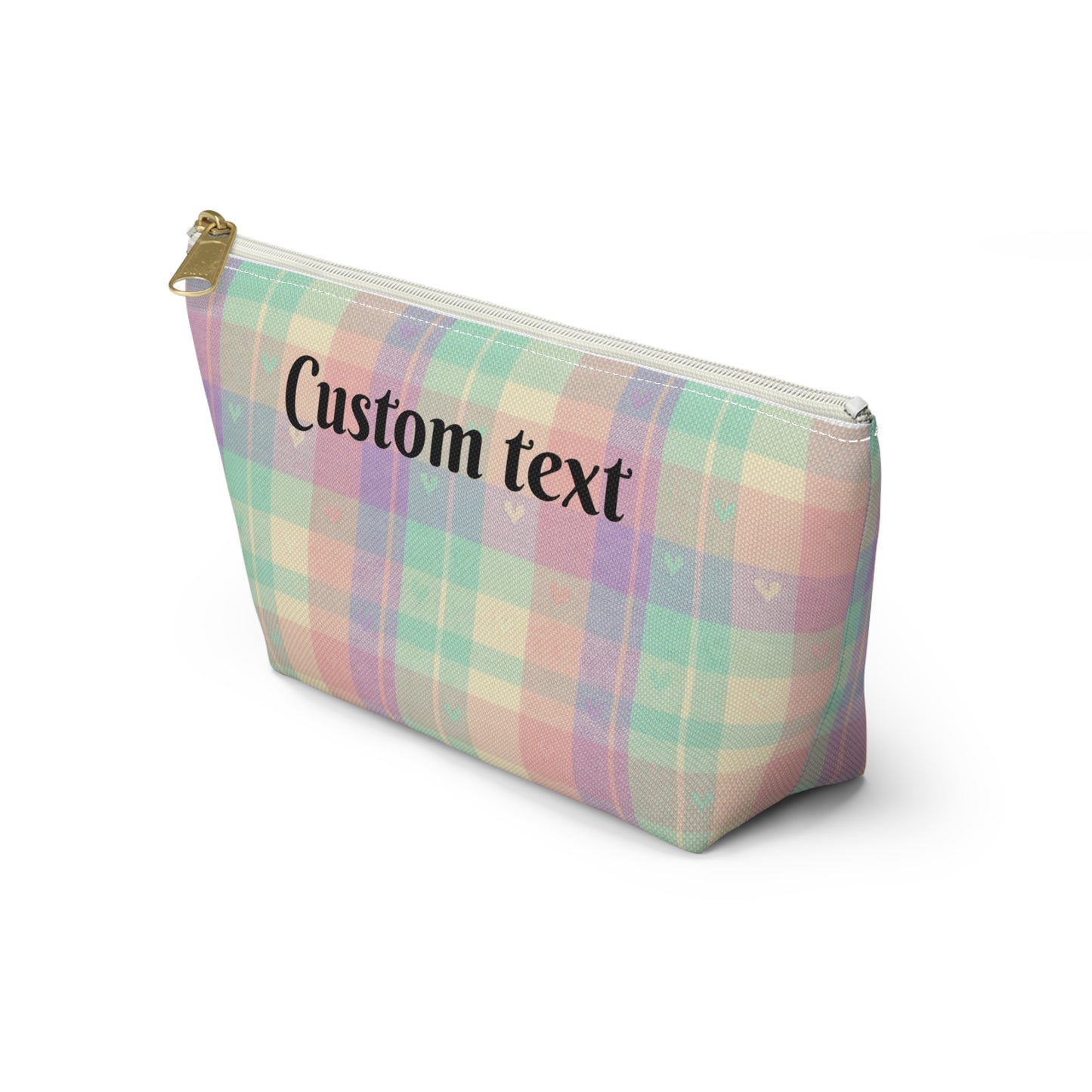 Pastel Plaid Custom Accessory Pouch — Personalized Makeup & Travel Organizer