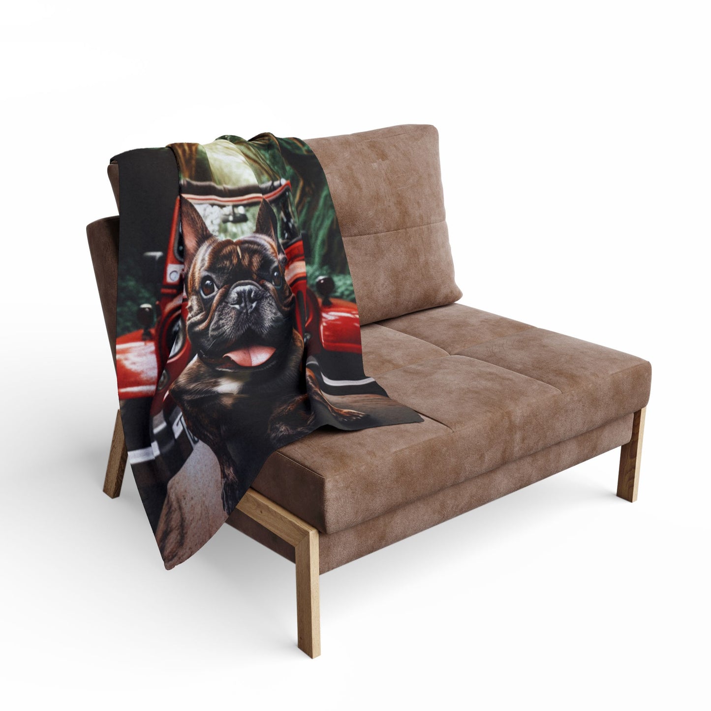 Fleece Blanket - Jeep and French Bulldog Design