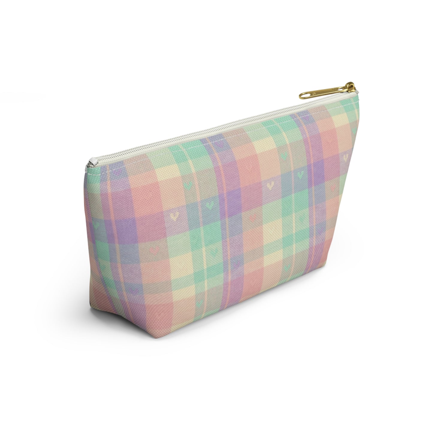 Pastel Plaid Custom Accessory Pouch — Personalized Makeup & Travel Organizer