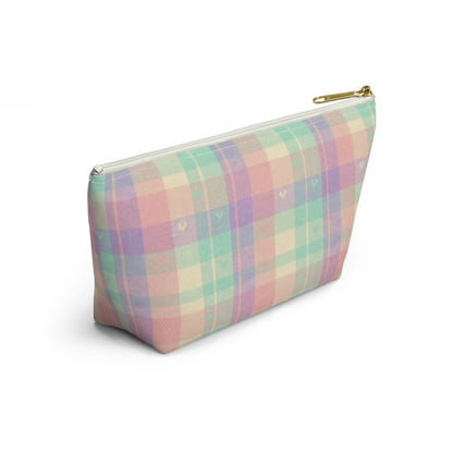 Pastel Plaid Custom Accessory Pouch — Personalized Makeup & Travel Organizer