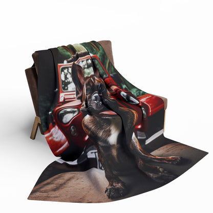 Fleece Blanket - Jeep and French Bulldog Design