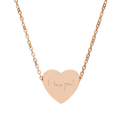 Actual Handwriting Engravable Heart Necklace — Personalized Pendant