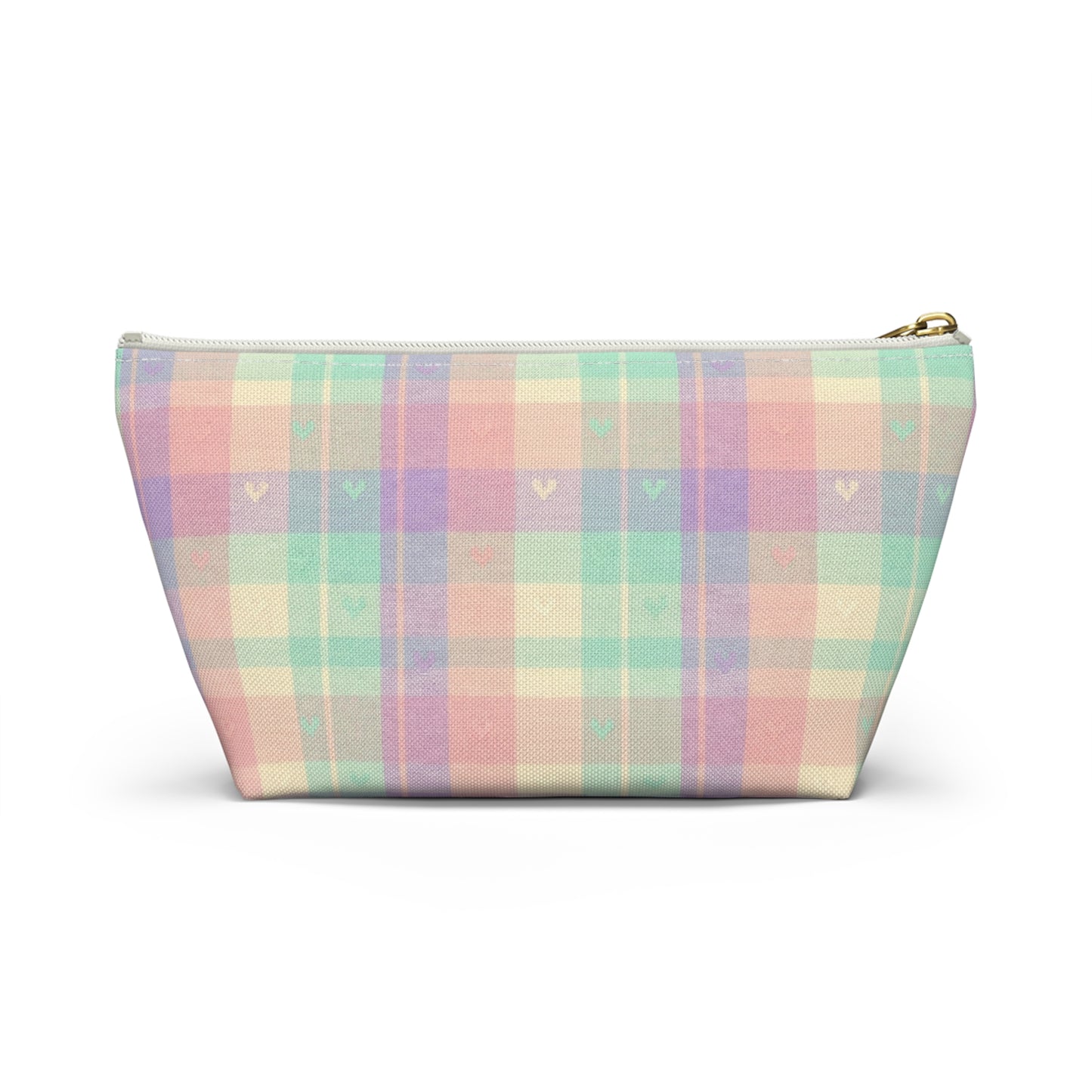 Pastel Plaid Custom Accessory Pouch — Personalized Makeup & Travel Organizer