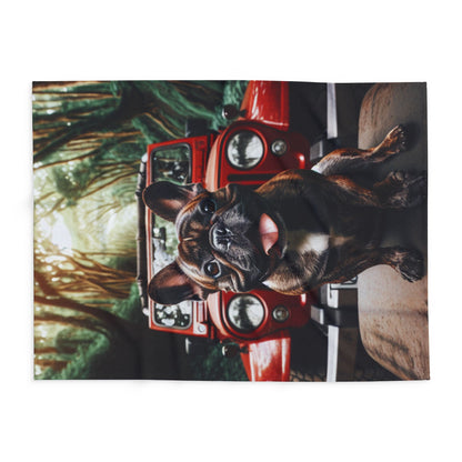 Fleece Blanket - Jeep and French Bulldog Design