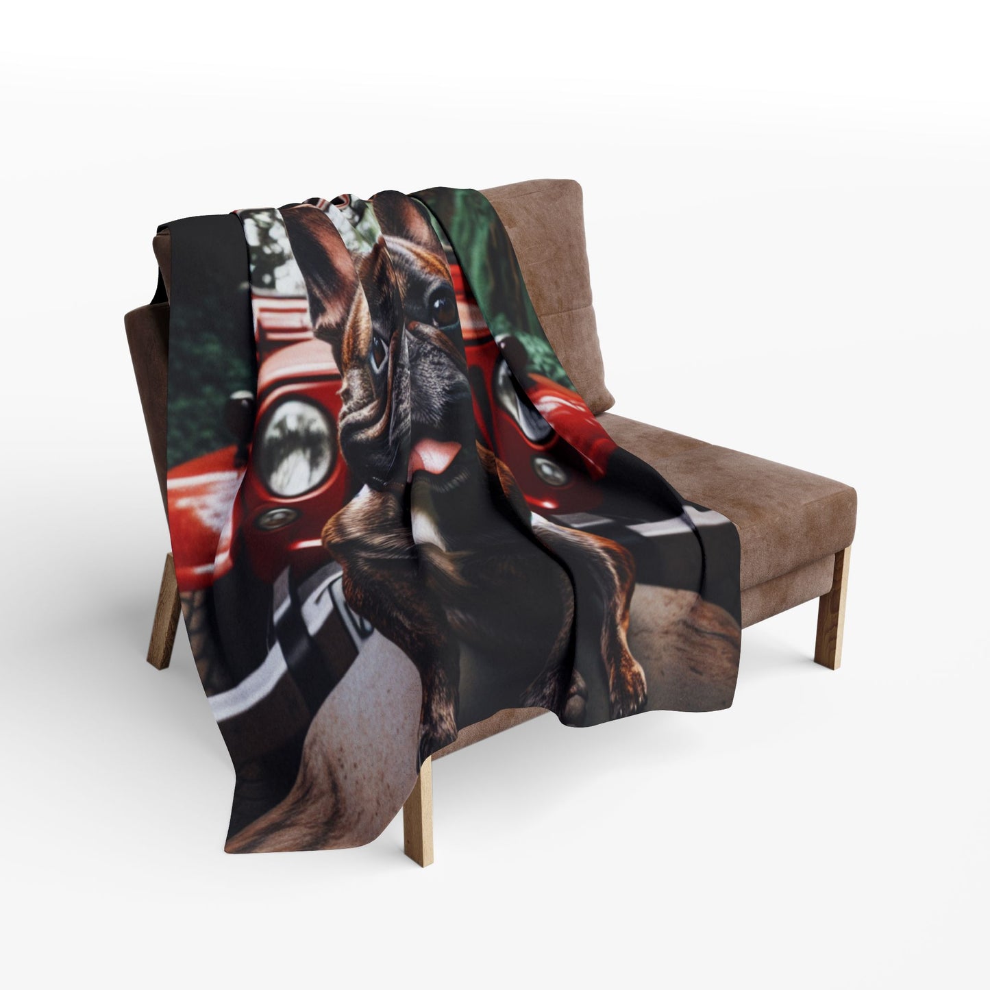 Fleece Blanket - Jeep and French Bulldog Design