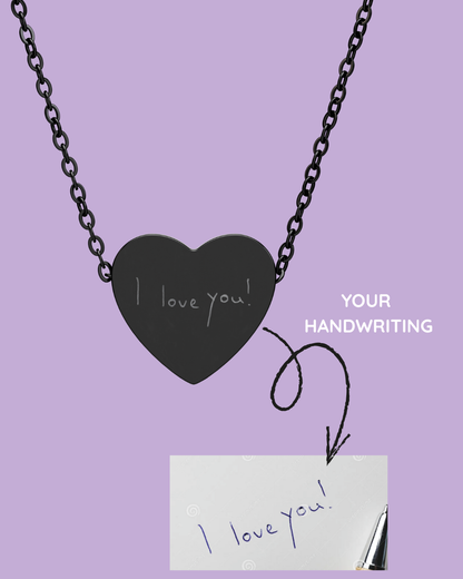 Actual Handwriting Engravable Heart Necklace — Personalized Pendant