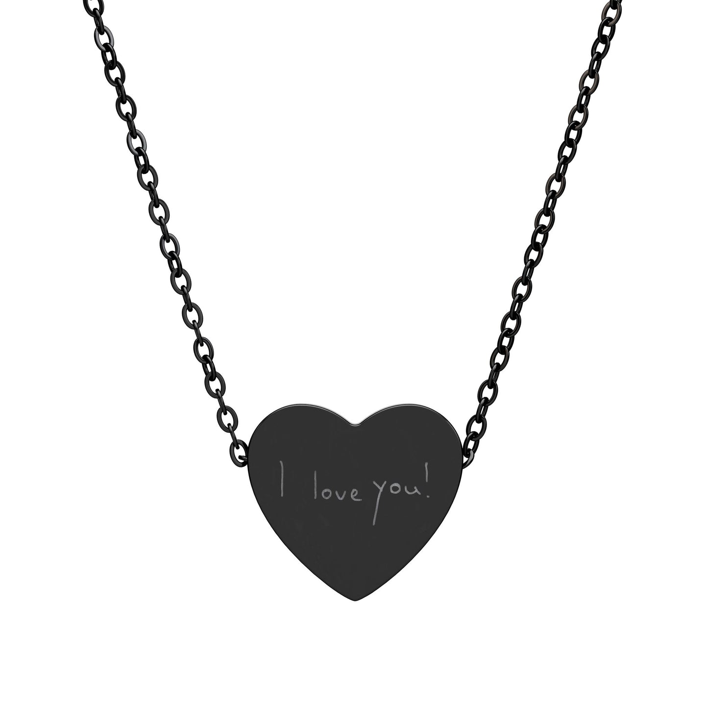Actual Handwriting Engravable Heart Necklace — Personalized Pendant