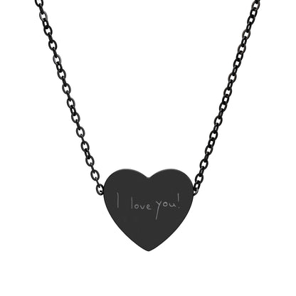 Actual Handwriting Engravable Heart Necklace — Personalized Pendant