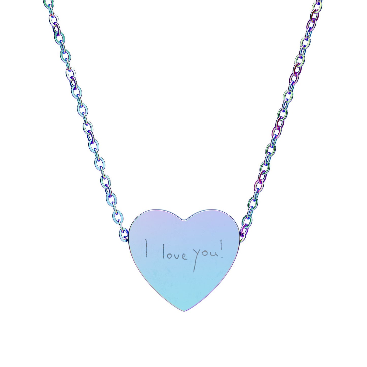 Actual Handwriting Engravable Heart Necklace — Personalized Pendant