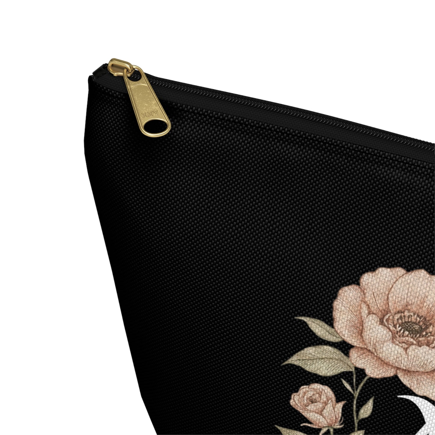 Floral Monogram Accessory Pouch — Personalized Makeup & Travel T-Bottom Bag