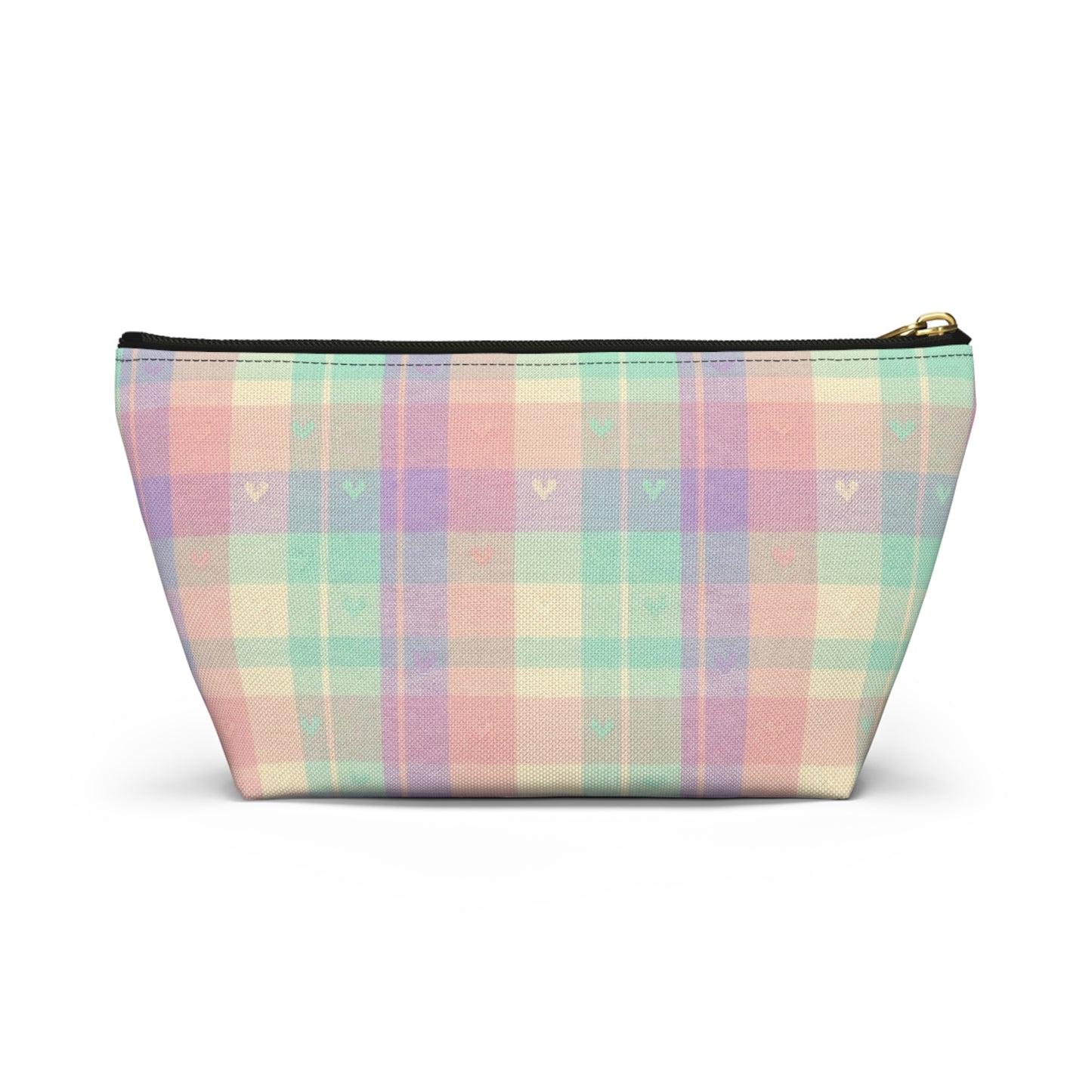 Pastel Plaid Custom Accessory Pouch — Personalized Makeup & Travel Organizer
