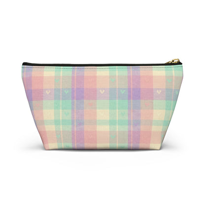 Pastel Plaid Custom Accessory Pouch — Personalized Makeup & Travel Organizer