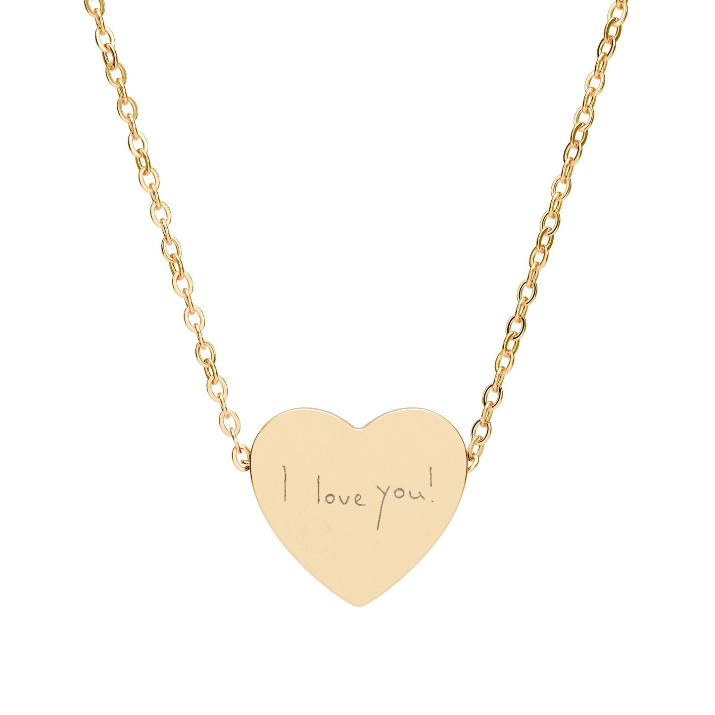 Actual Handwriting Engravable Heart Necklace — Personalized Pendant