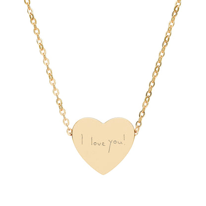 Actual Handwriting Engravable Heart Necklace — Personalized Pendant