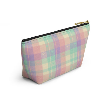 Pastel Plaid Custom Accessory Pouch — Personalized Makeup & Travel Organizer
