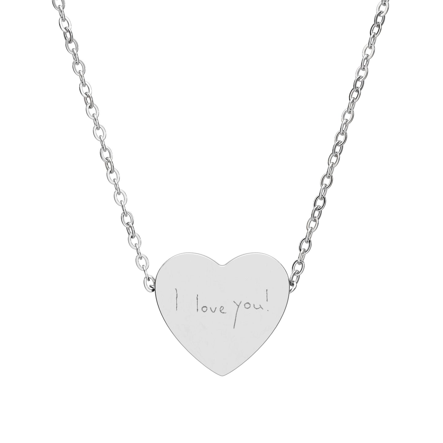 Actual Handwriting Engravable Heart Necklace — Personalized Pendant